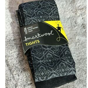 Smartwool Footless Tights Black Mirrored Footless II Womens Medium Wool Blend